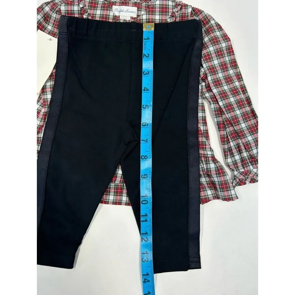 Polo Ralph Lauren Baby Girl 2 Piece Holiday Red and Green‎ Plaid Set Size 9M